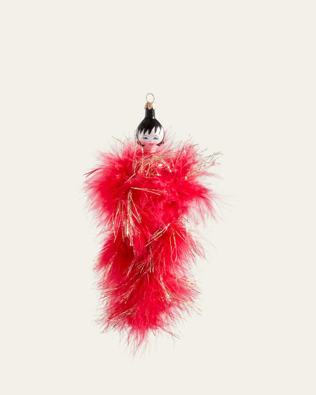 Icicle Fashionista with Feather Stole Christmas Ornament